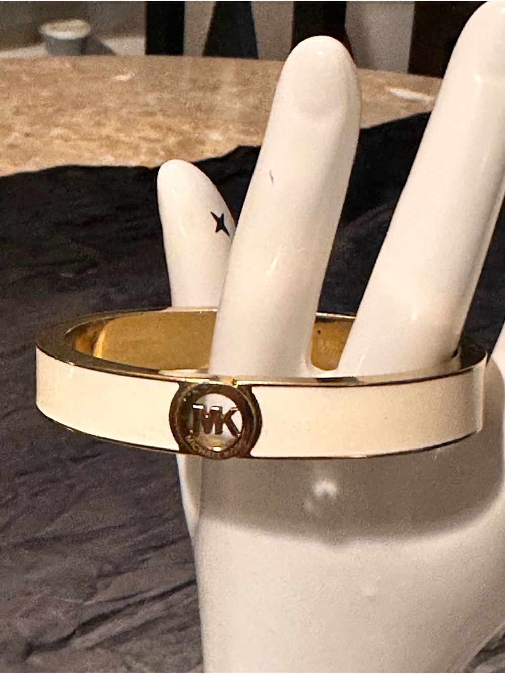 Michael Kors - Gold-Tone Hinged Bangle with Cream Enamel